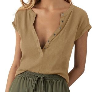 Elegant Tan Short Sleeve Women's Top nwot
